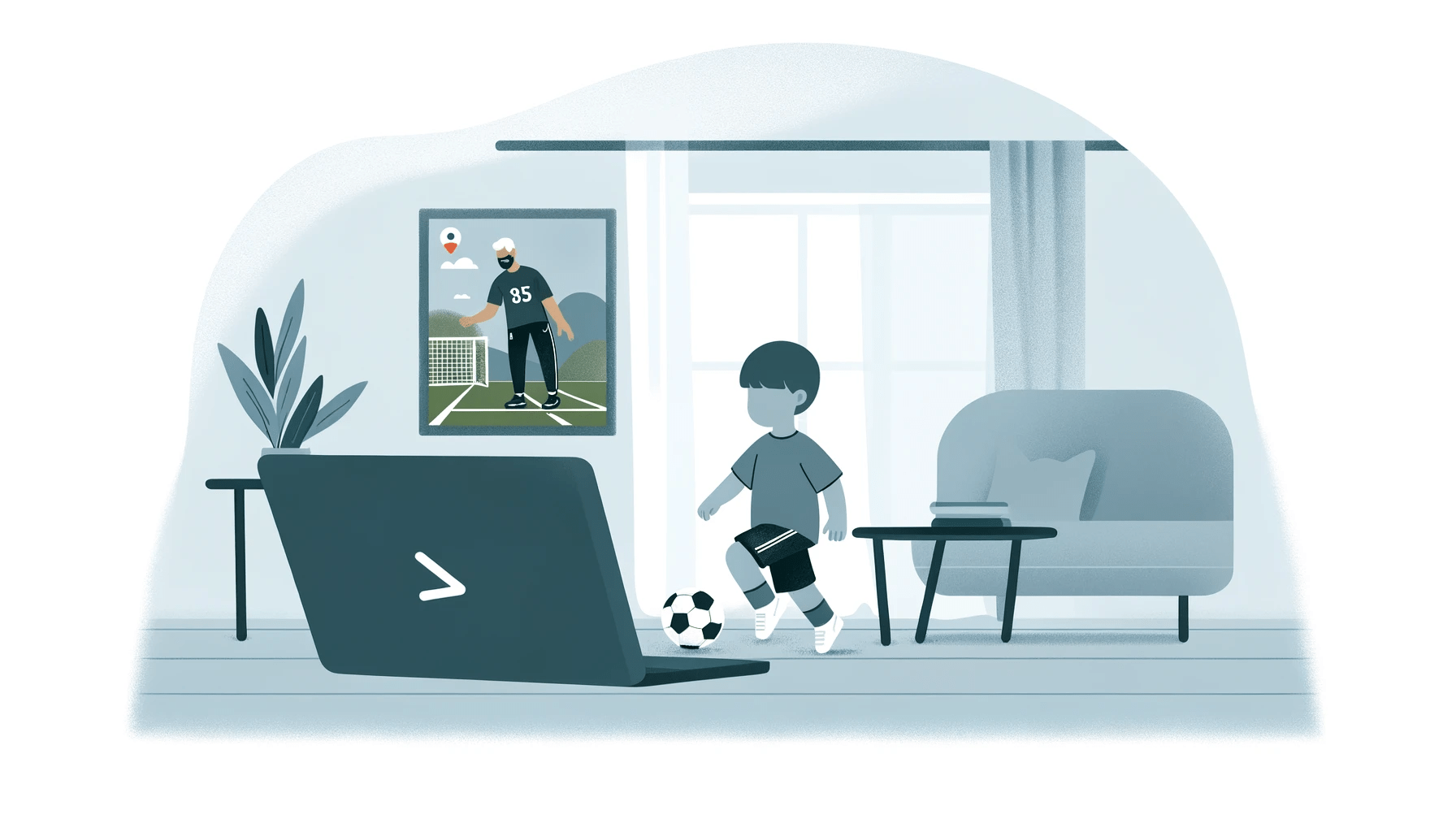 Fussball Einzeltraining für Kinder über Zoom Illustration